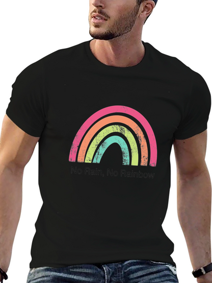 Rainbow Graphic T-Shirt - No Rain No Rainbow