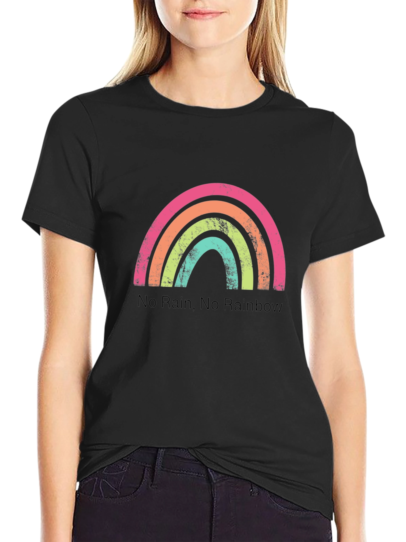 Rainbow Graphic T-Shirt - No Rain No Rainbow