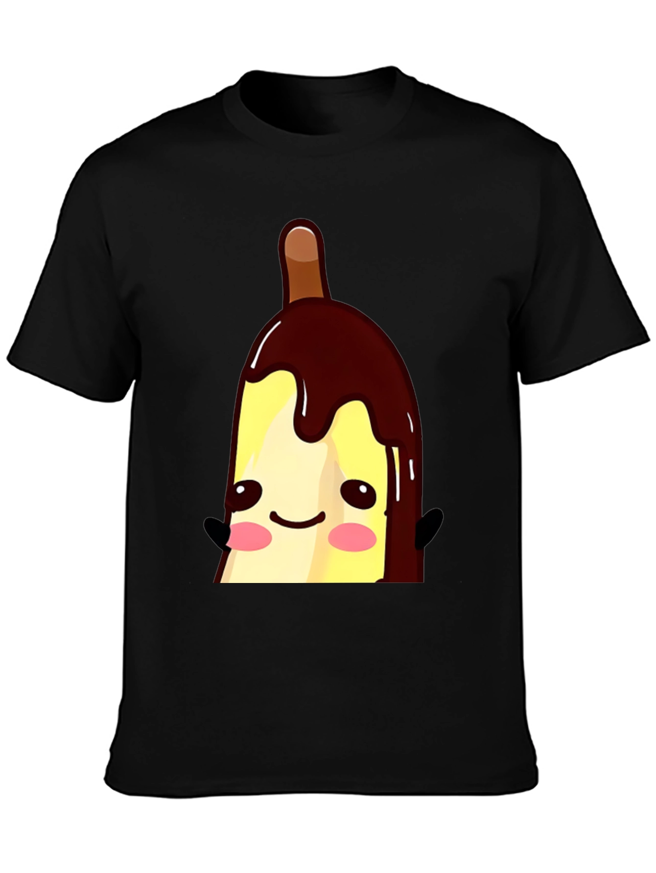 Cute Banana Popsicle Graphic Tee - Black Cotton T-Shirt