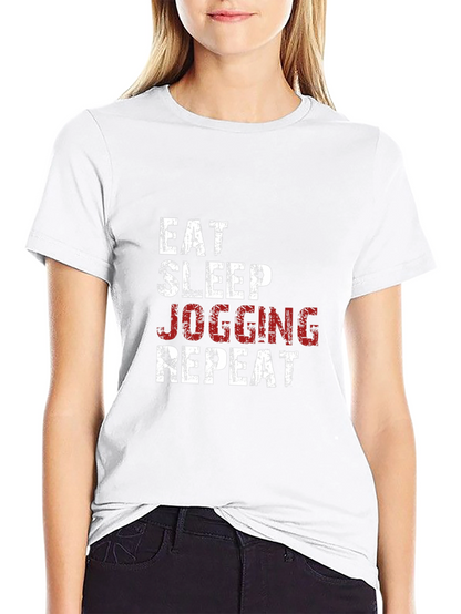 Eat Sleep Jogging Repeat Graphic Tee - Black