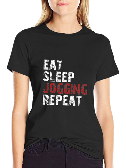 Eat Sleep Jogging Repeat Graphic Tee - Black