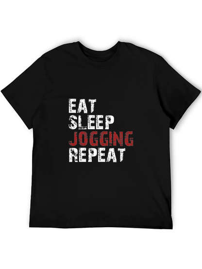 Eat Sleep Jogging Repeat Graphic Tee - Black