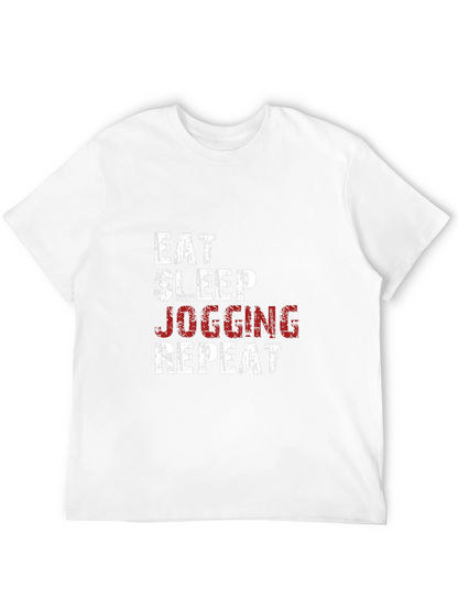 Eat Sleep Jogging Repeat Graphic Tee - Black