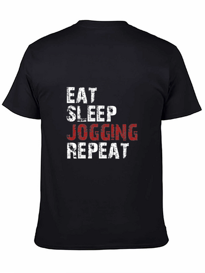 Eat Sleep Jogging Repeat Graphic Tee - Black