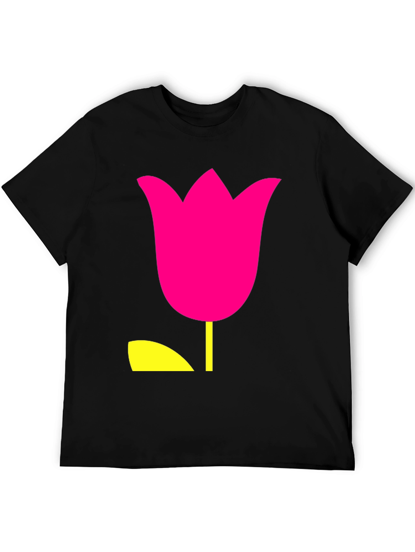 Modern Tulip Graphic Tee - Black Cotton Blend Shirt
