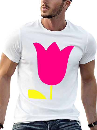 Modern Tulip Graphic Tee - Black Cotton Blend Shirt