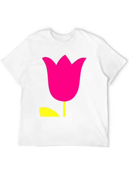 Modern Tulip Graphic Tee - Black Cotton Blend Shirt