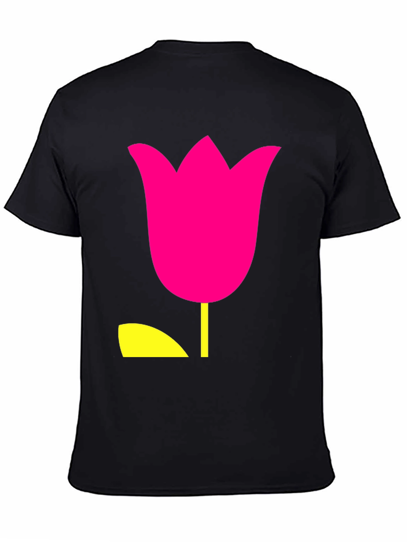Modern Tulip Graphic Tee - Black Cotton Blend Shirt