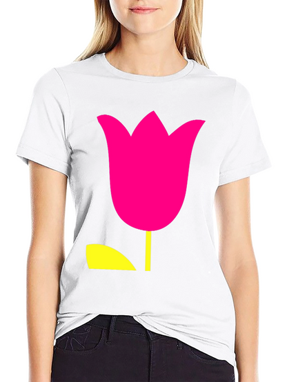 Modern Tulip Graphic Tee - Black Cotton Blend Shirt