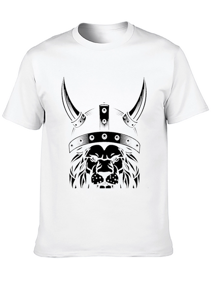 Lion Viking Helmet Graphic Tee - Black