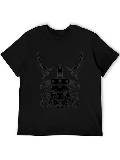 Lion Viking Helmet Graphic Tee - Black
