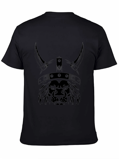Lion Viking Helmet Graphic Tee - Black