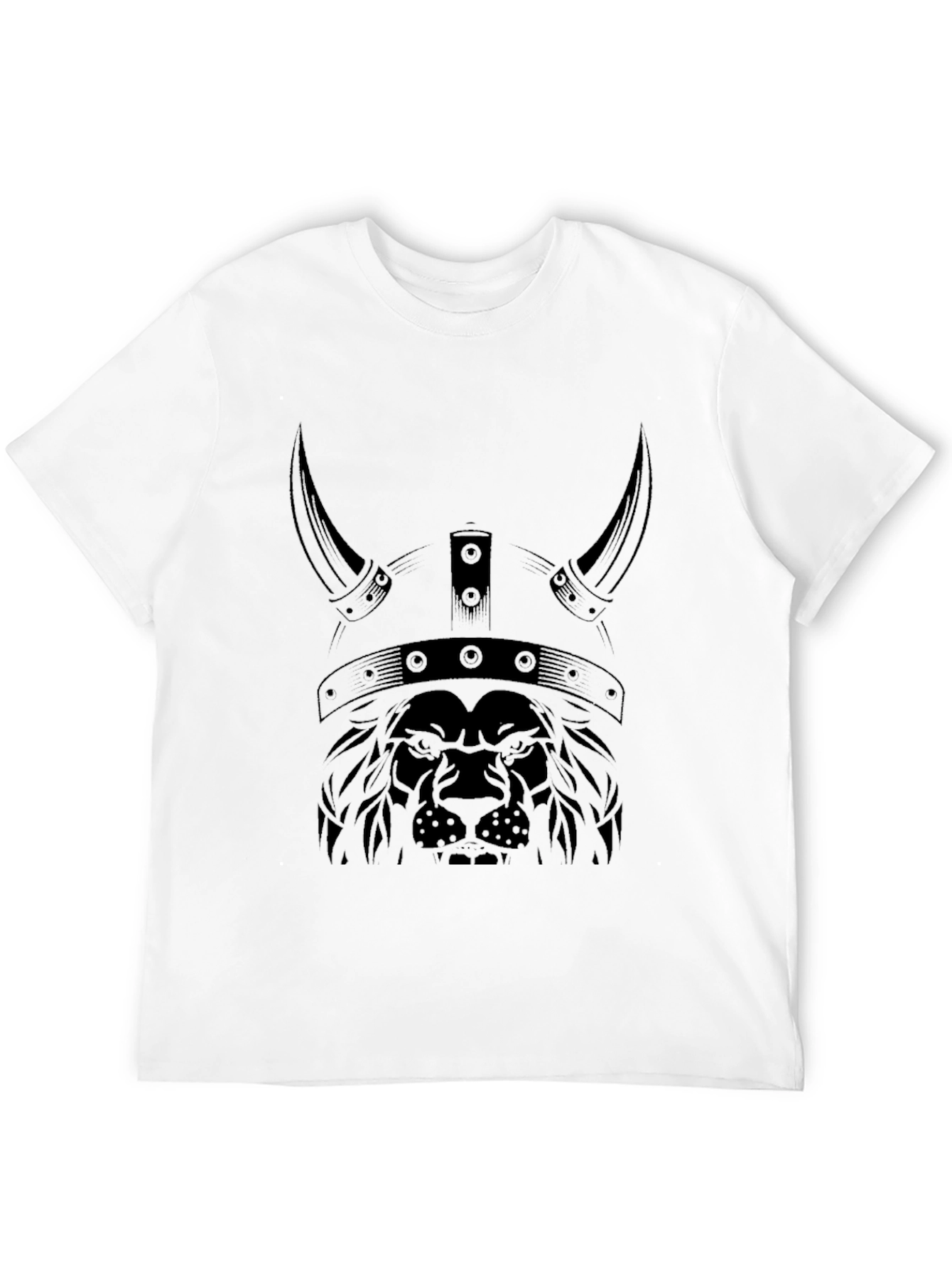 Lion Viking Helmet Graphic Tee - Black