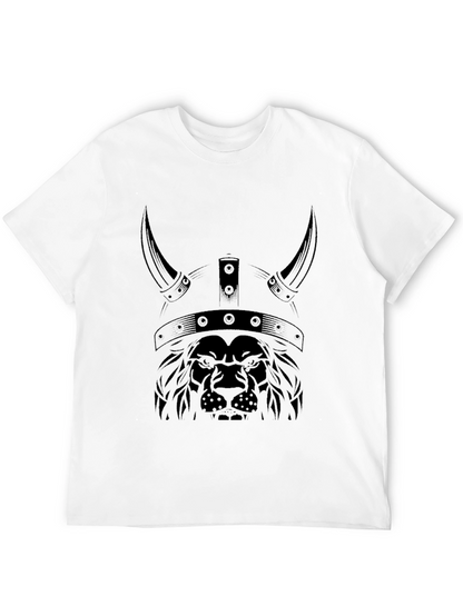 Lion Viking Helmet Graphic Tee - Black