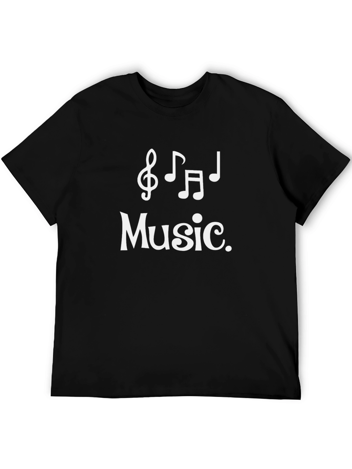 Music Notes Graphic Tee - Black Cotton T-Shirt