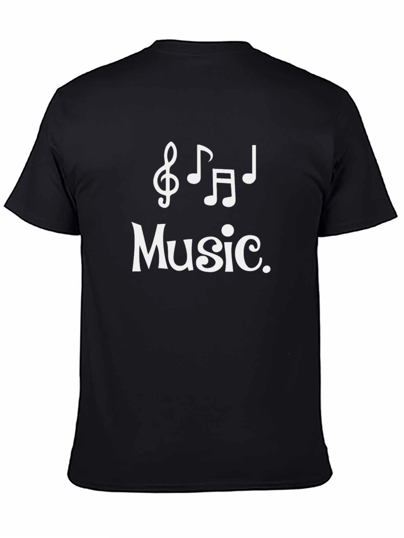 Music Notes Graphic Tee - Black Cotton T-Shirt