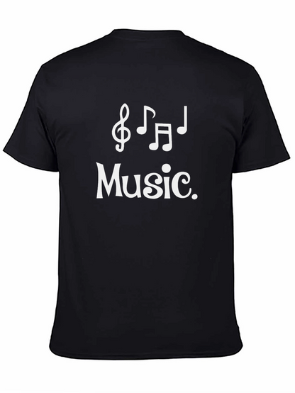 Music Notes Graphic Tee - Black Cotton T-Shirt