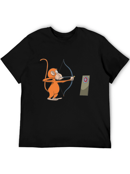 Monkey Archer Graphic Tee - Black Cotton T-Shirt
