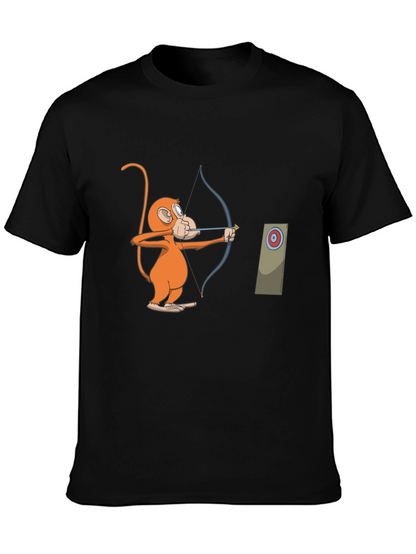 Monkey Archer Graphic Tee - Black Cotton T-Shirt