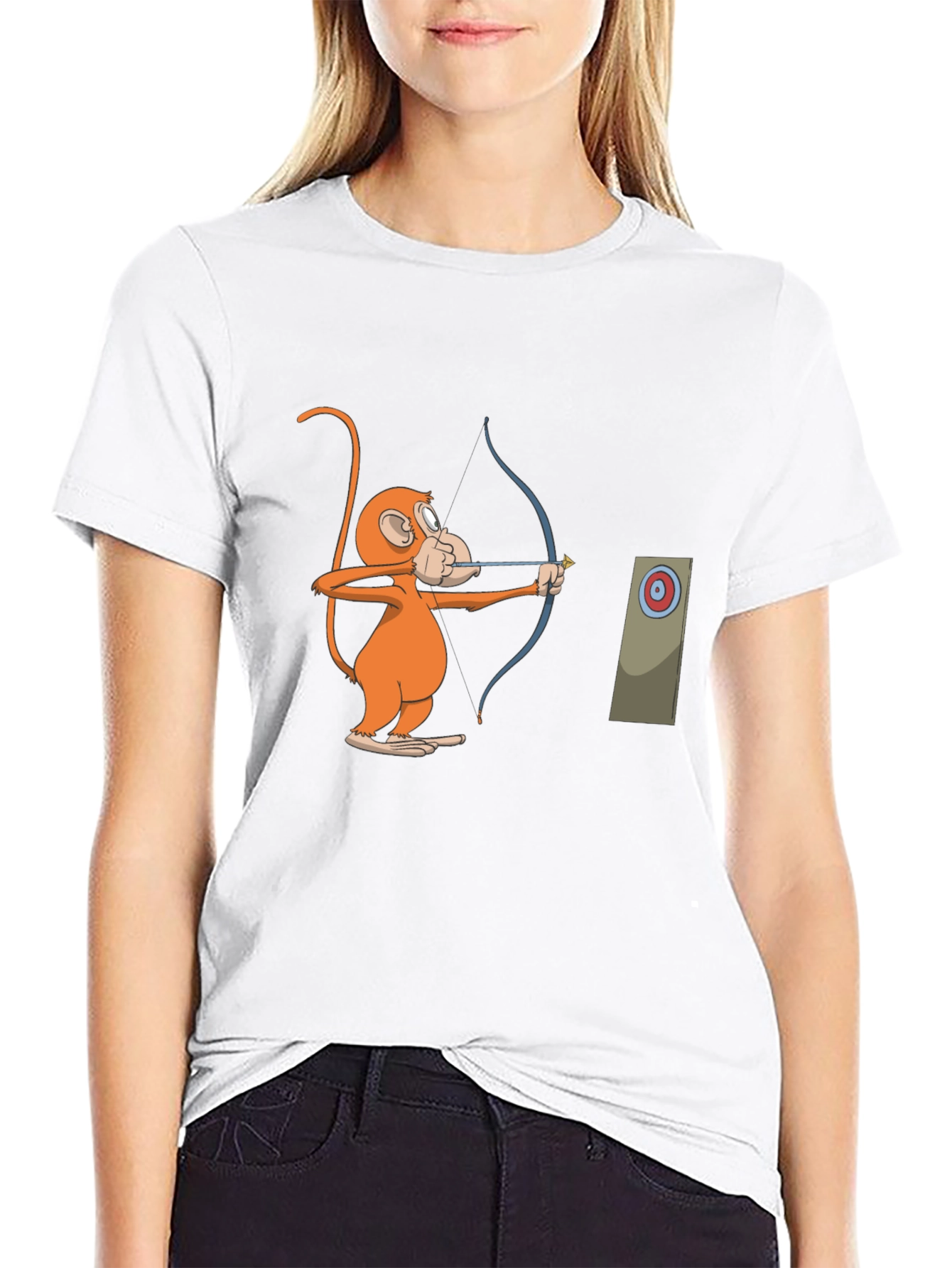 Monkey Archer Graphic Tee - Black Cotton T-Shirt