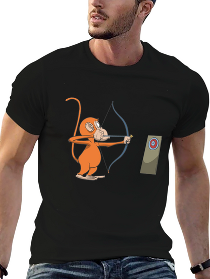 Monkey Archer Graphic Tee - Black Cotton T-Shirt