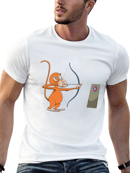 Monkey Archer Graphic Tee - Black Cotton T-Shirt