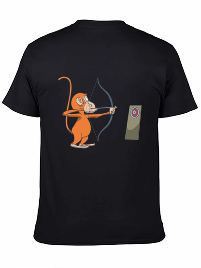 Monkey Archer Graphic Tee - Black Cotton T-Shirt