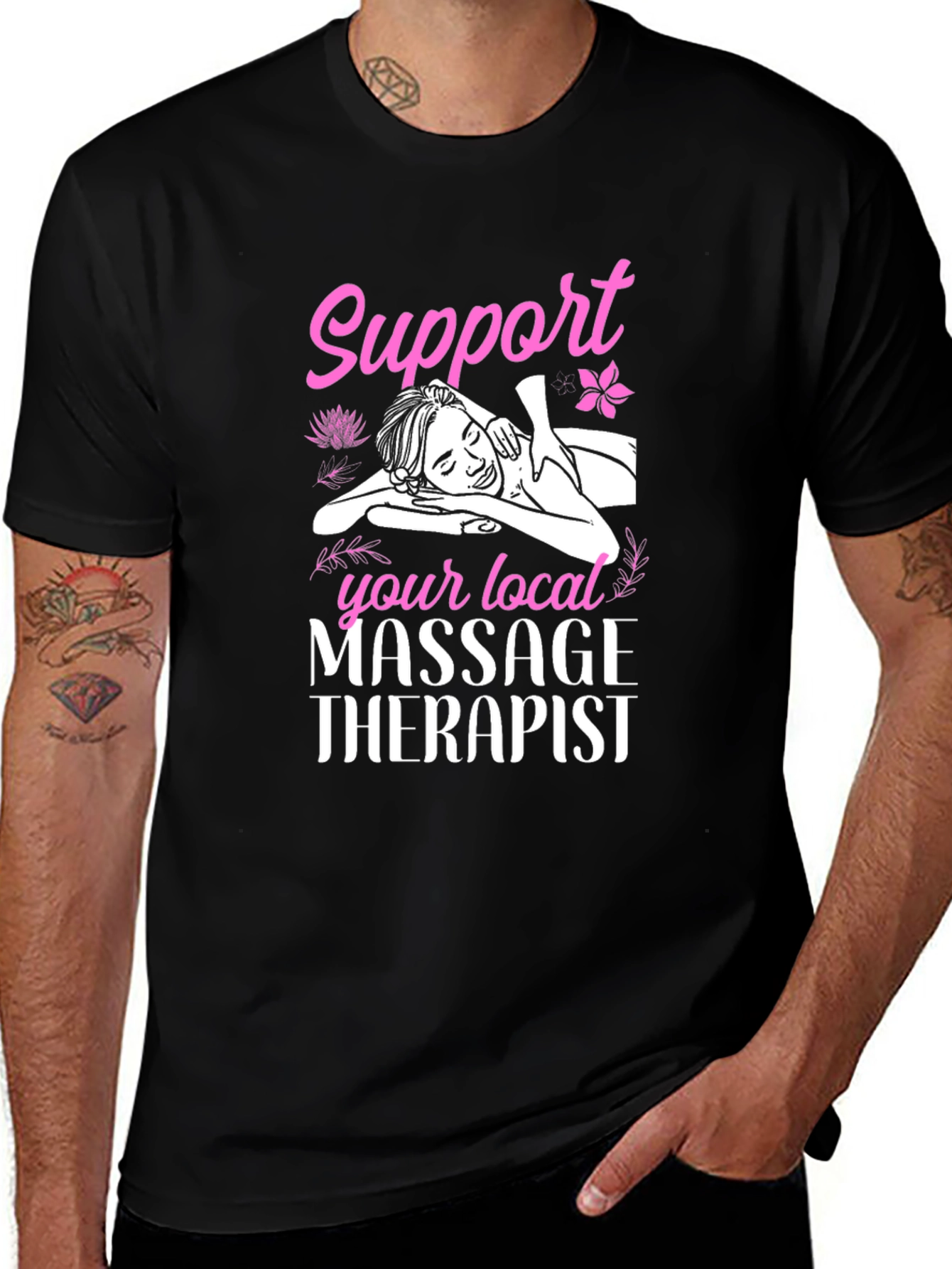 Support Your Local Massage Therapist Black T-Shirt