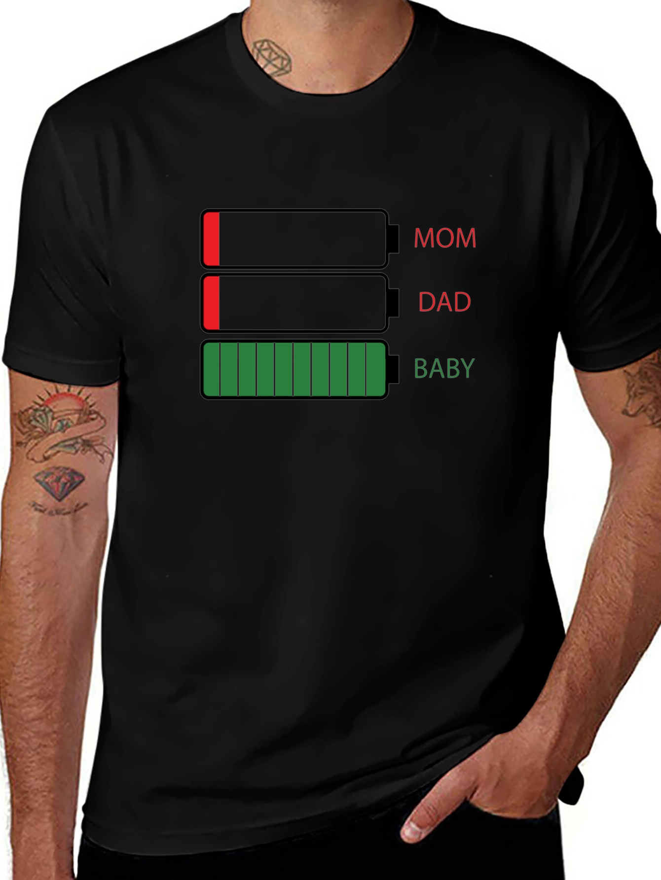 Funny Mom Dad Baby Battery T-Shirt