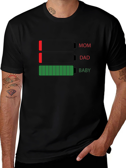 Funny Mom Dad Baby Battery T-Shirt