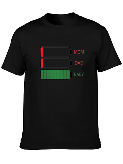 Funny Mom Dad Baby Battery T-Shirt