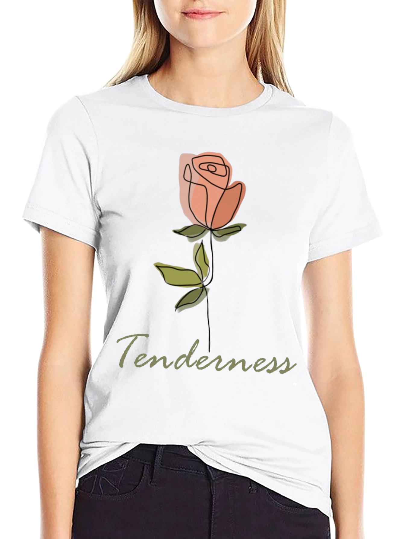 Tenderness Rose Graphic Tee - Stylish Comfort