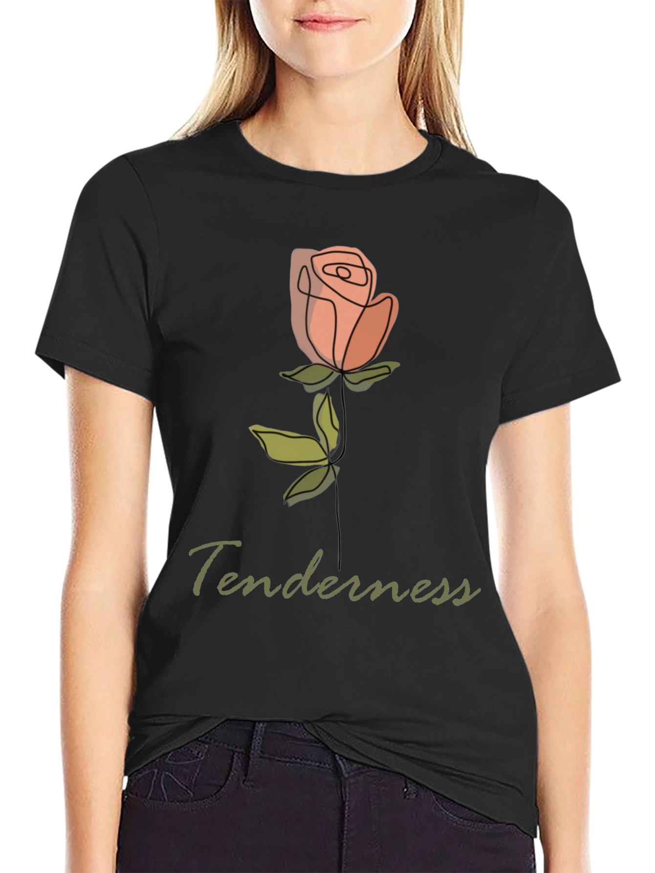 Tenderness Rose Graphic Tee - Stylish Comfort