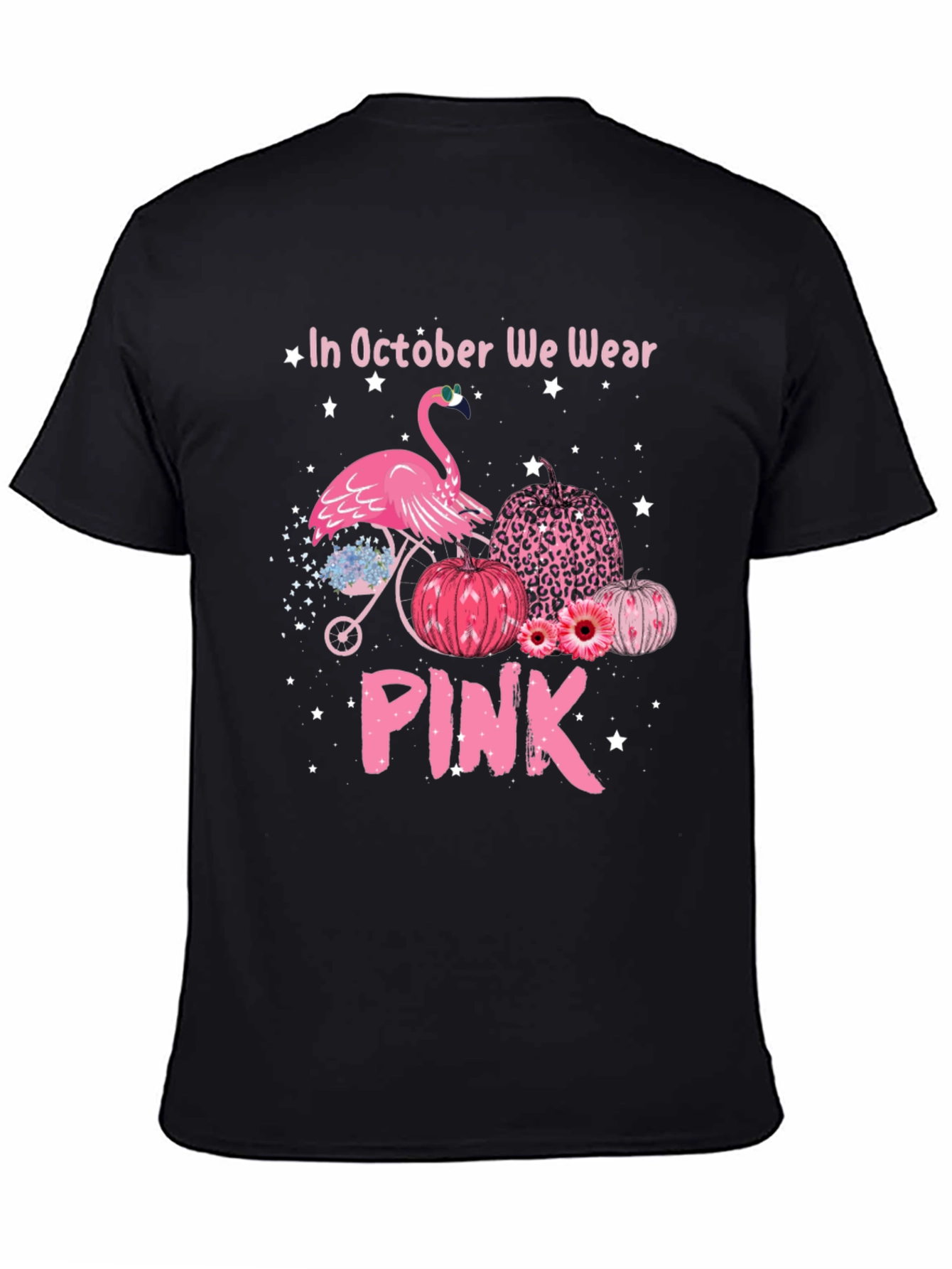 October We Wear Pink Flamingo Breast Cancer Awareness T-Shirt