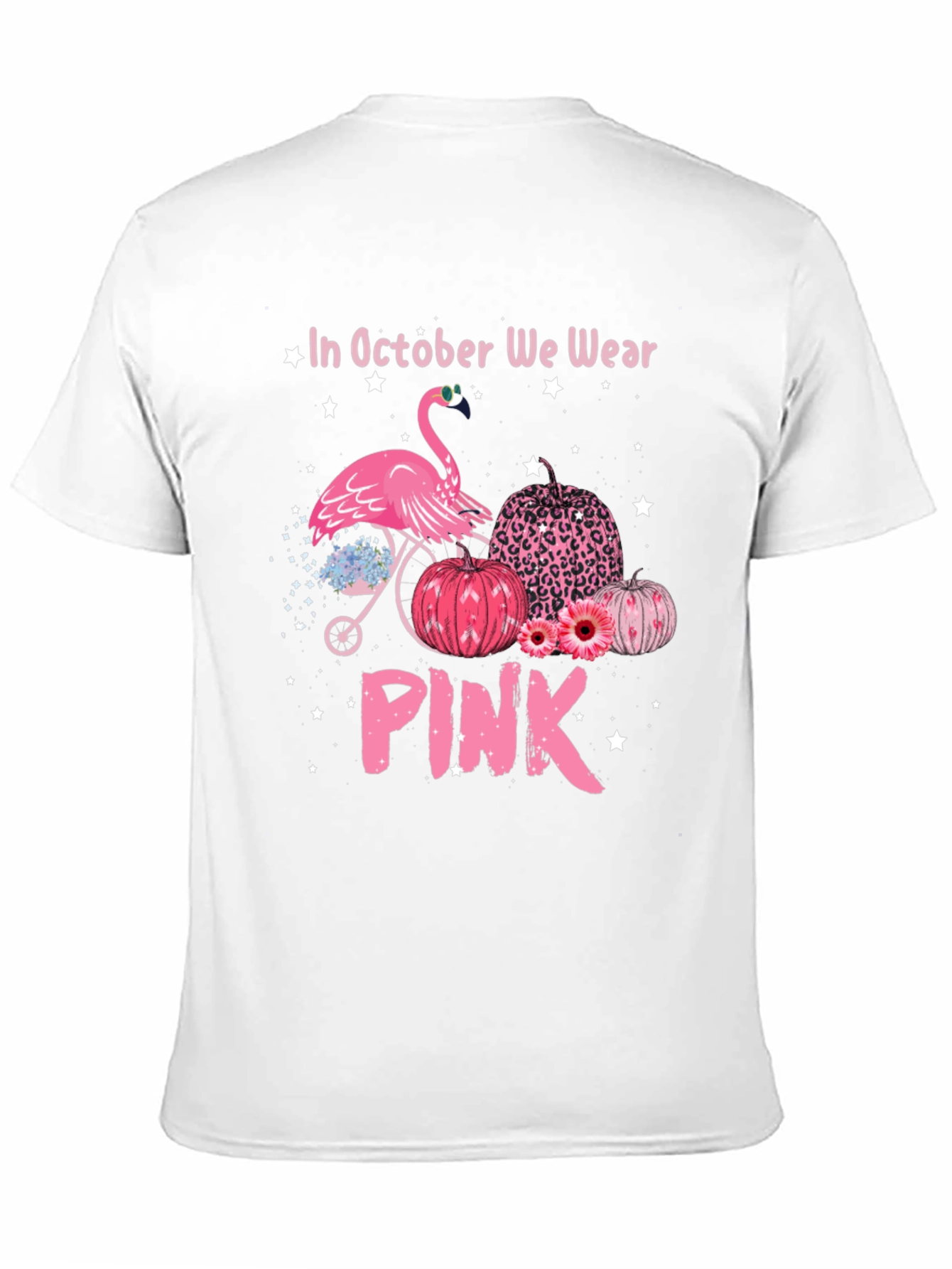 October We Wear Pink Flamingo Breast Cancer Awareness T-Shirt