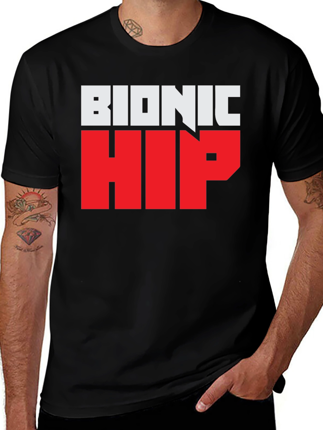 Bionic Hip Graphic Tee - Funny Novelty T-Shirt