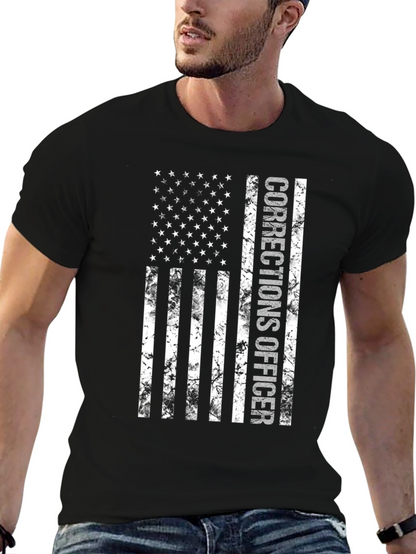 Corrections Officer American Flag Graphic T-Shirt