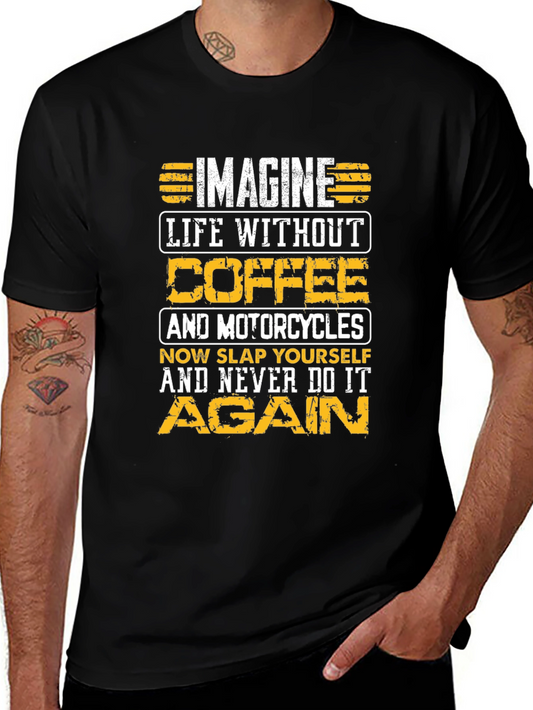 Coffee & Motorcycles Graphic Tee - Mens Black T-Shirt