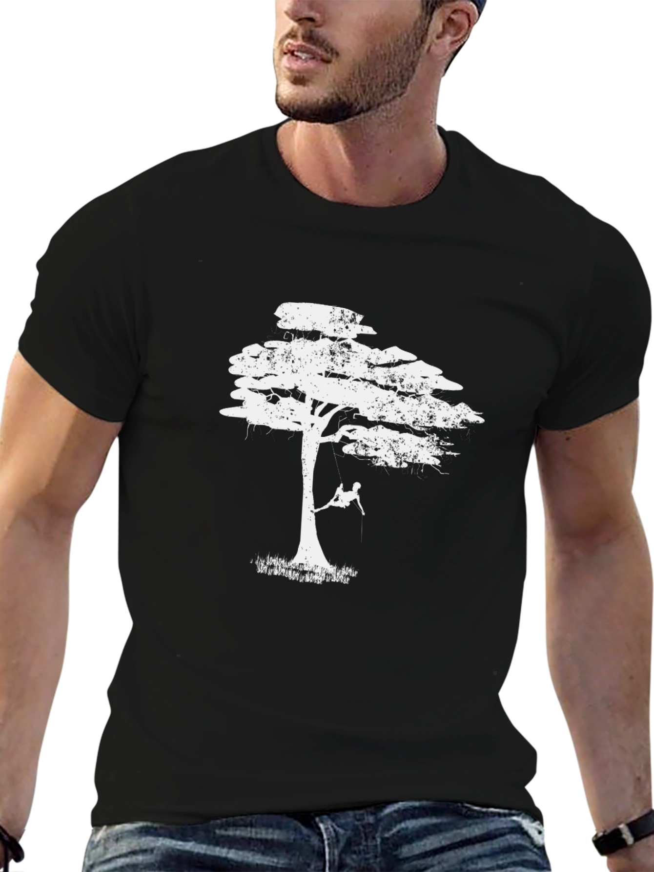 Tree Swing Graphic Tee - Black Casual Shirt