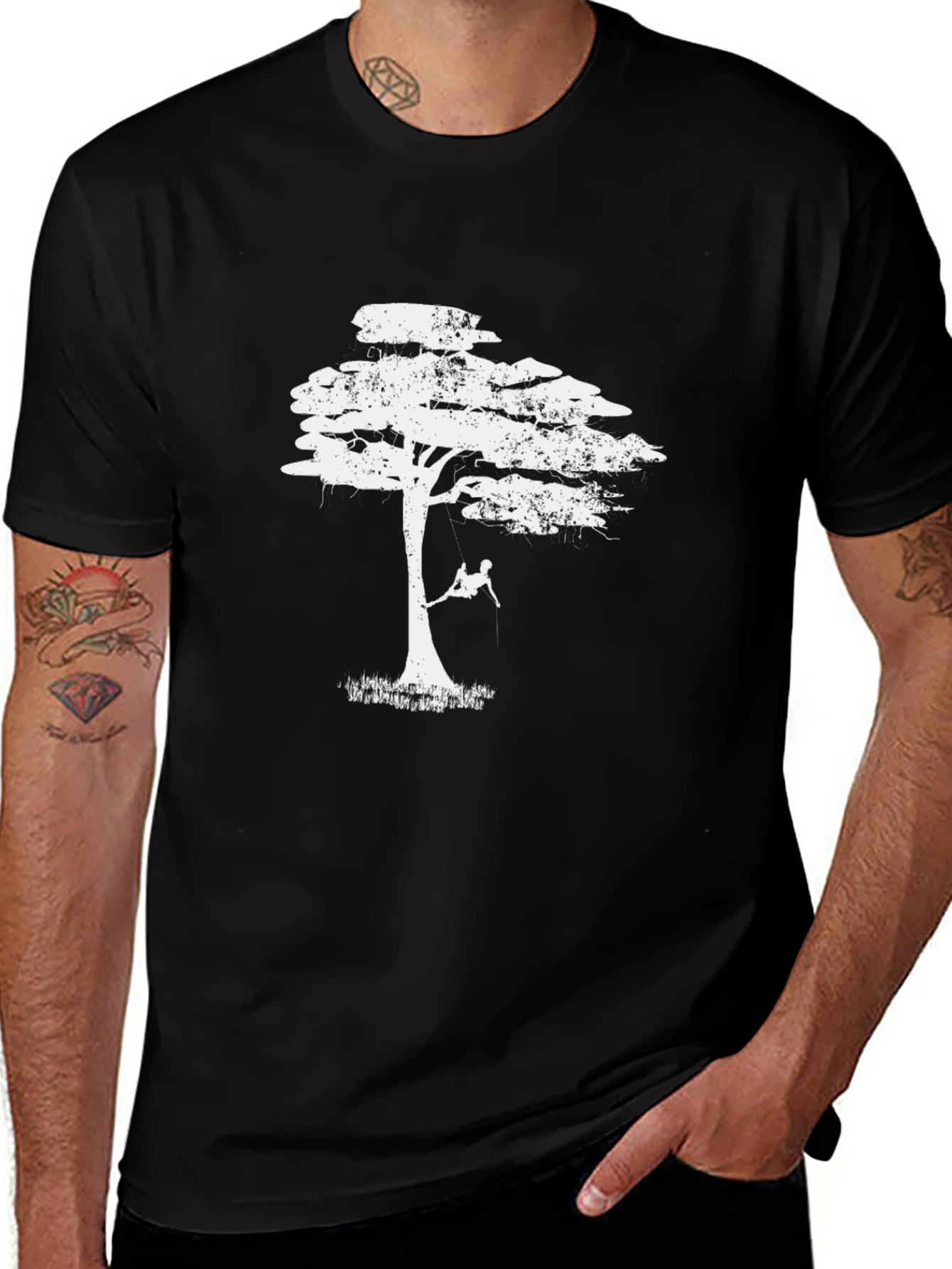 Tree Swing Graphic Tee - Black Casual Shirt