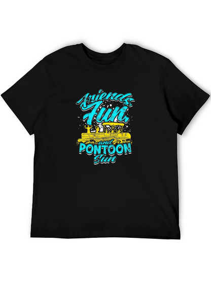 Friends Fun Pontoon Sun Black T-Shirt