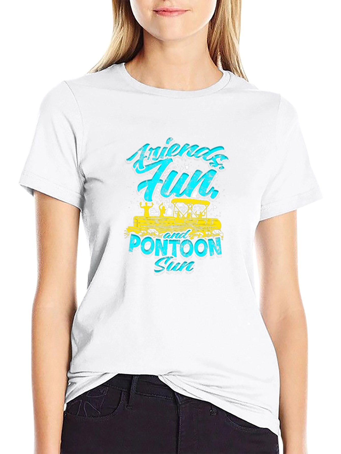 Friends Fun Pontoon Sun Black T-Shirt