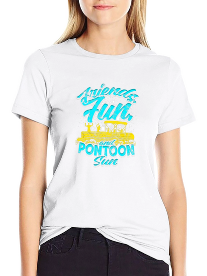 Friends Fun Pontoon Sun Black T-Shirt
