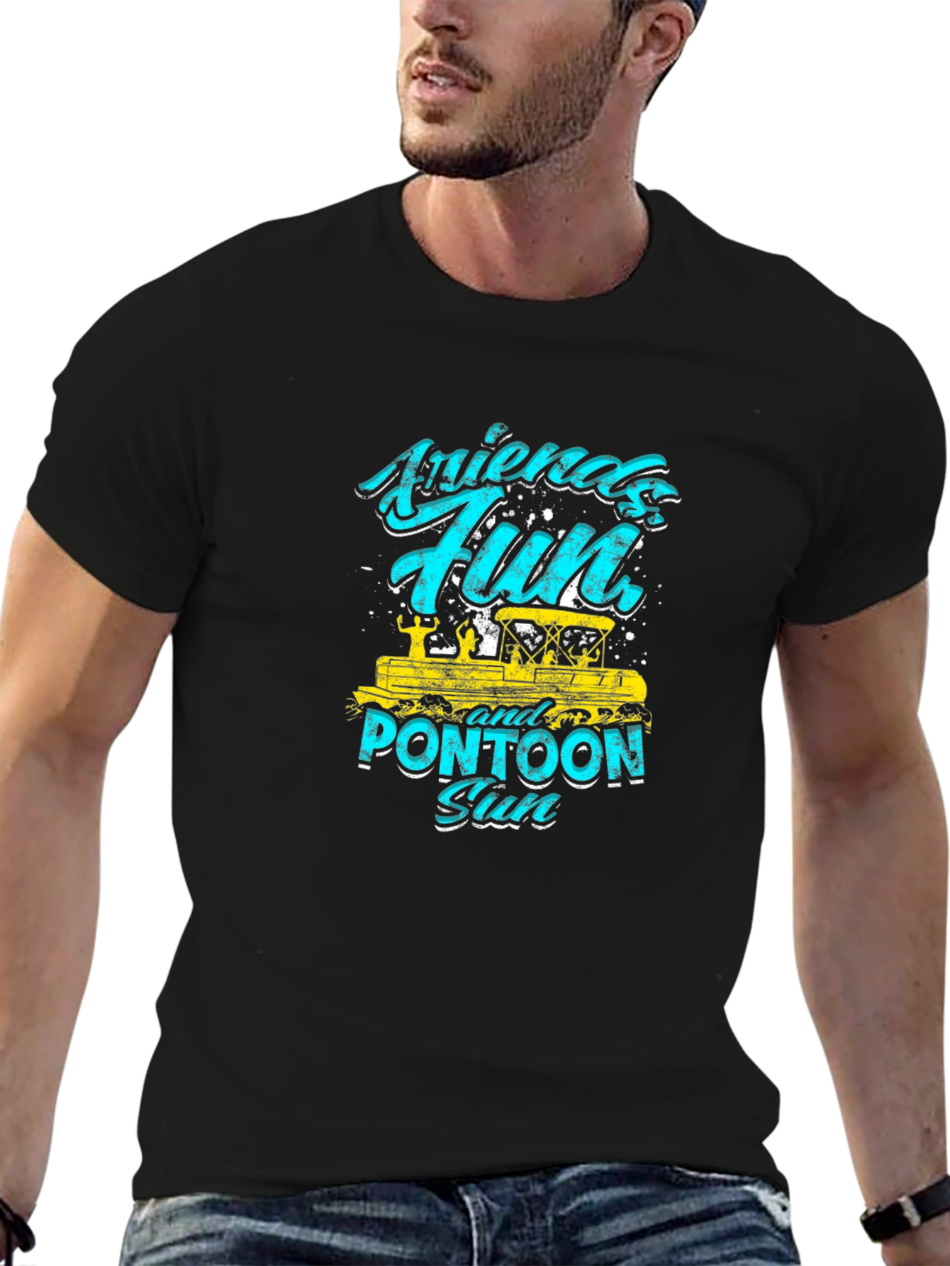Friends Fun Pontoon Sun Black T-Shirt