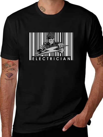 Electrician Barcode Graphic T-Shirt - Bold Design