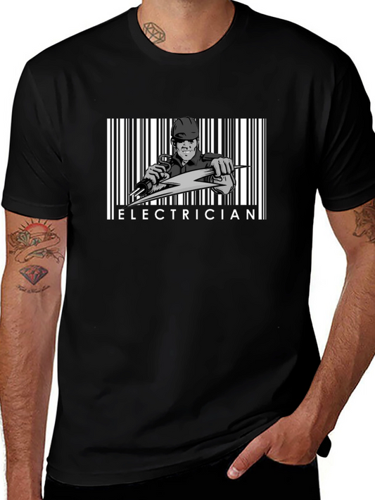 Electrician Barcode Graphic T-Shirt - Bold Design