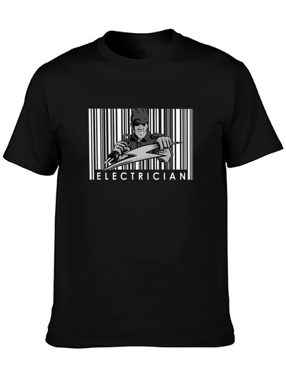 Electrician Barcode Graphic T-Shirt - Bold Design