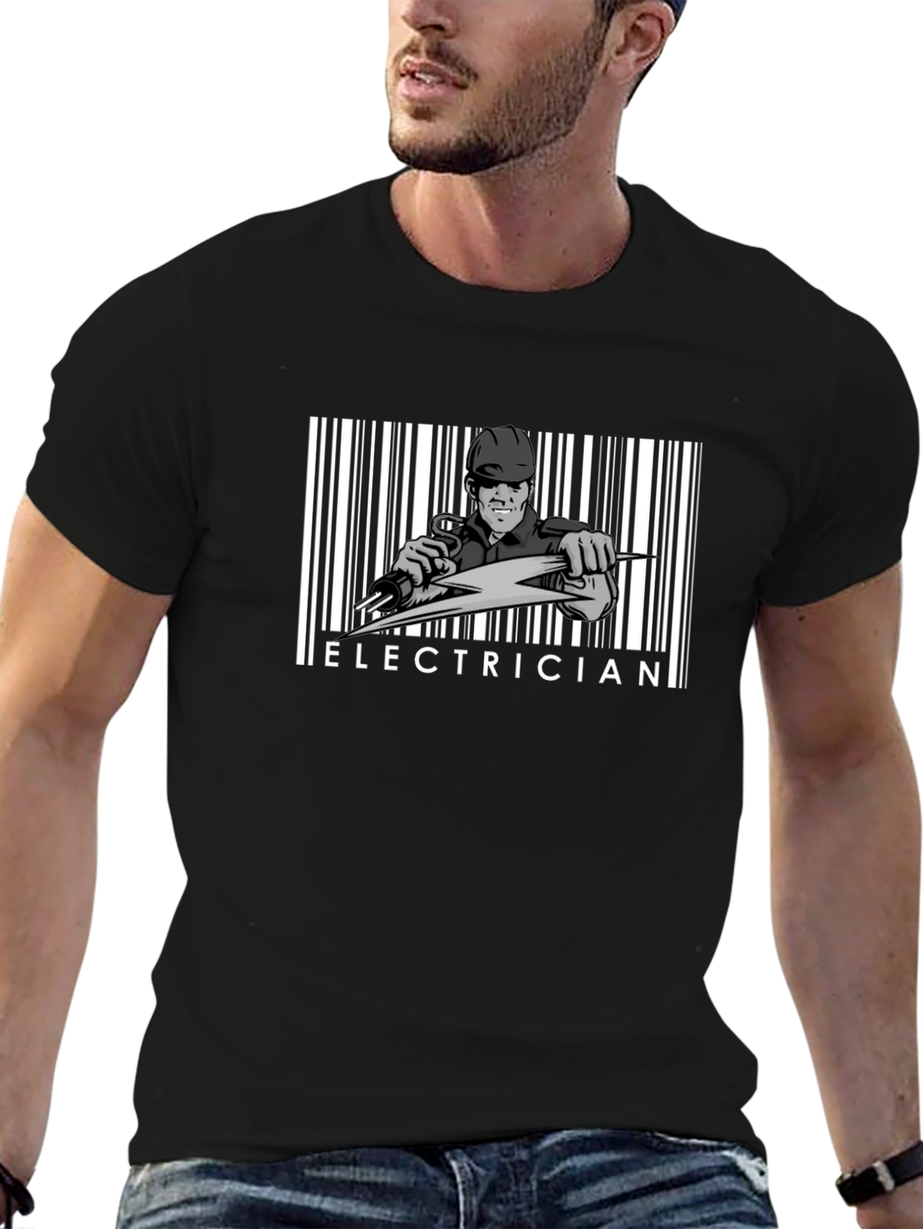 Electrician Barcode Graphic T-Shirt - Bold Design