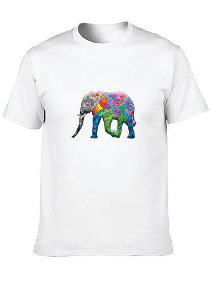 Elephant Art Print Black T-Shirt - Unique Design