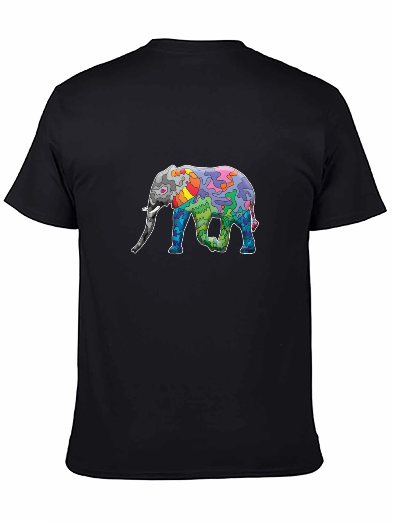 Elephant Art Print Black T-Shirt - Unique Design